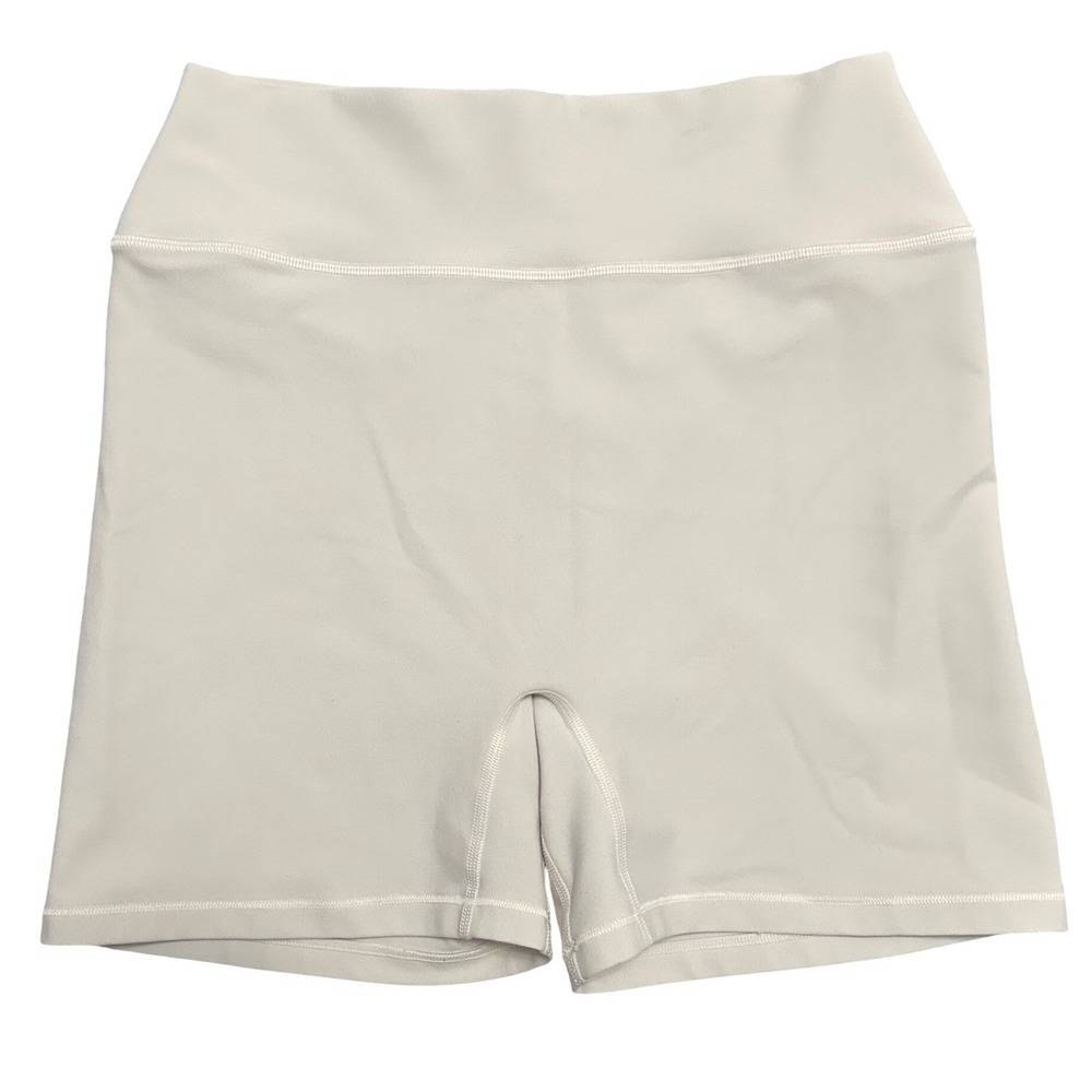 White Fox Active WFA Cream High Waisted V-Back Biker Shorts Large Activewear
